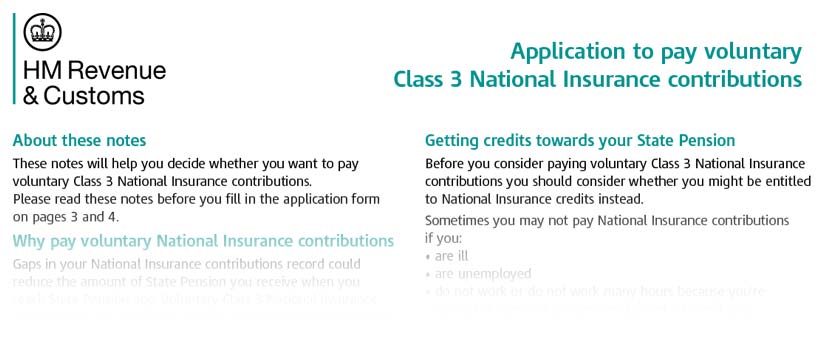 National Insurance Class 3 Form