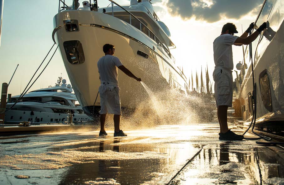 Deckhands During Wash Down