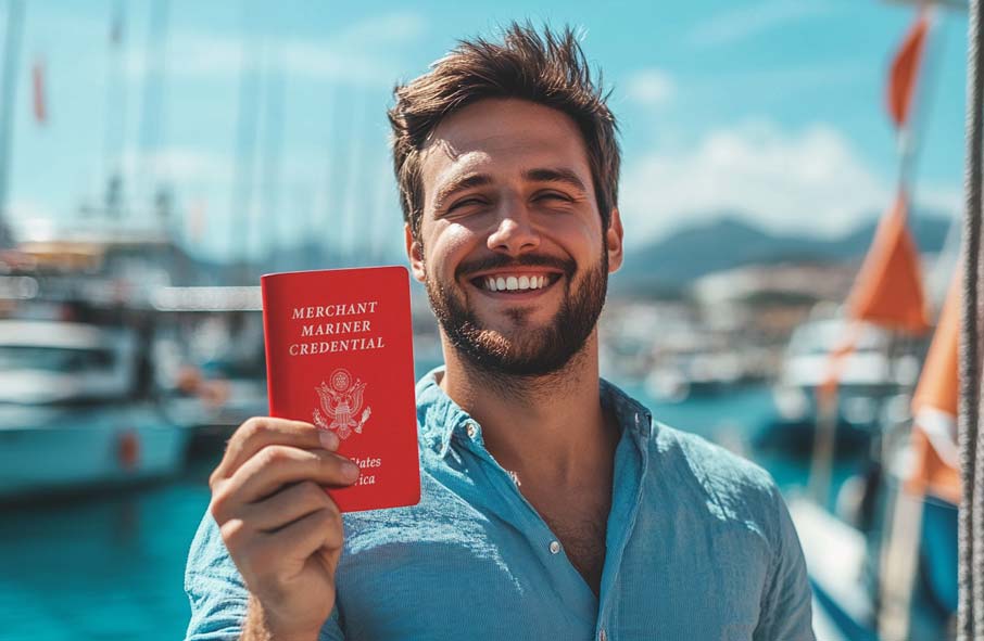 First Mate Holding Merchant Mariner Credential Book